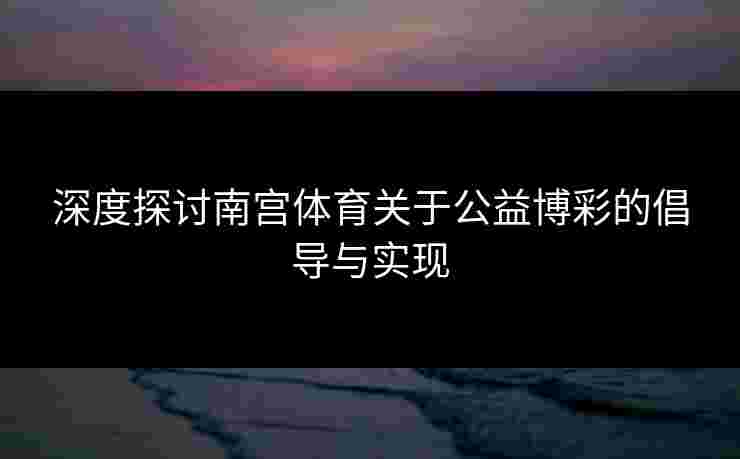 深度探讨南宫体育关于公益博彩的倡导与实现