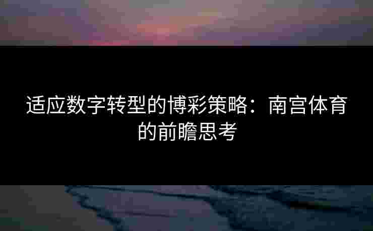 适应数字转型的博彩策略：南宫体育的前瞻思考