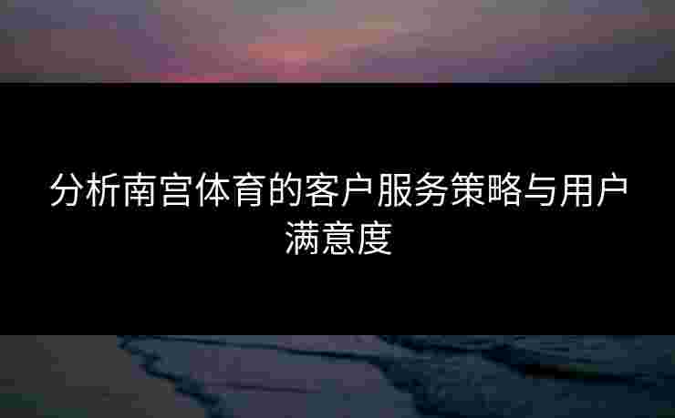 分析南宫体育的客户服务策略与用户满意度