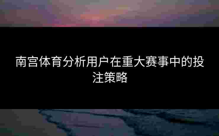 南宫体育分析用户在重大赛事中的投注策略